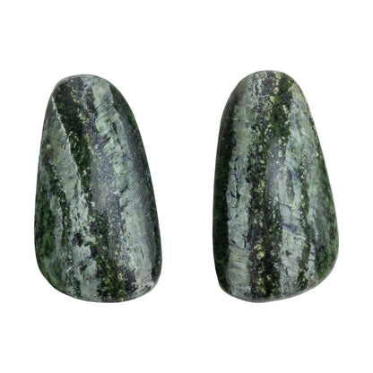 Chrysotile Serpentine - Freeform Cabochon Matched Pair 25mm x 13mm