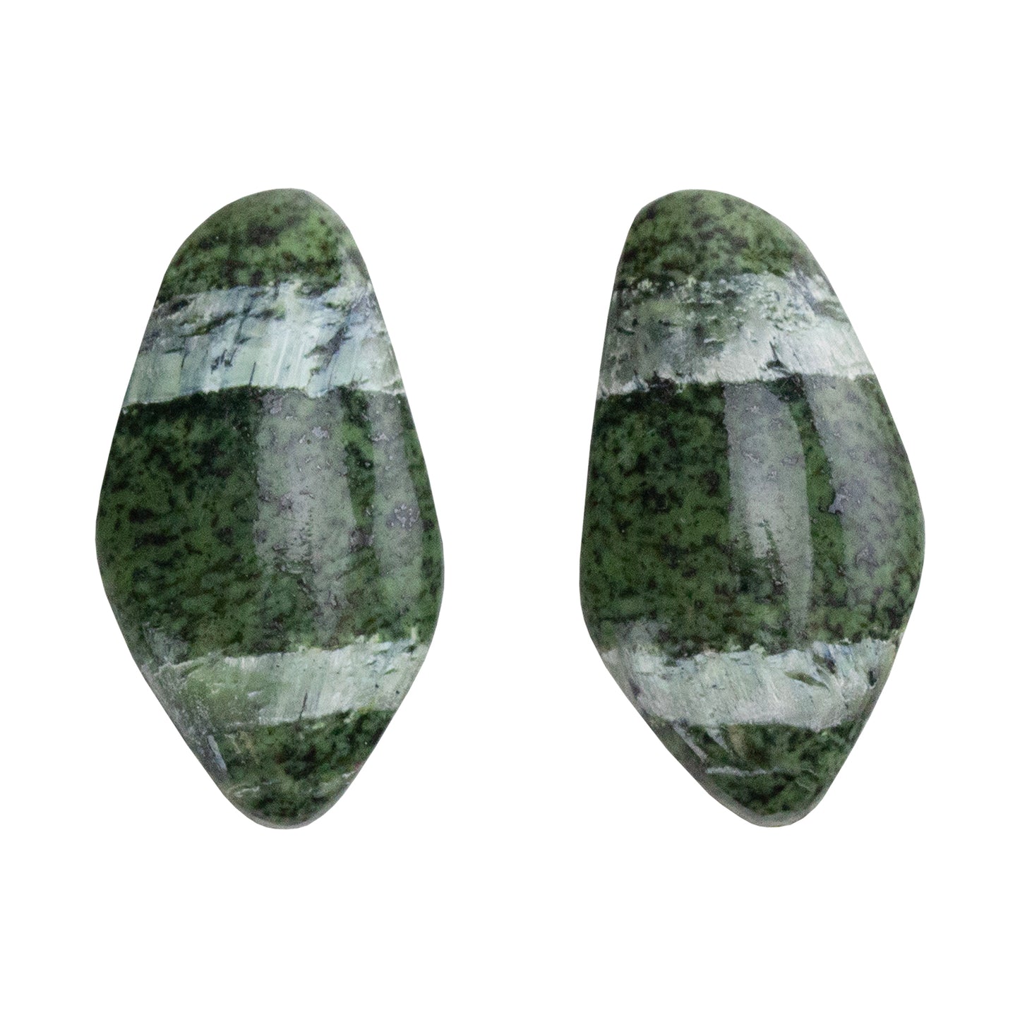 Chrysotile Serpentine - Freeform Cabochon Matched Pair 26mm x 14mm