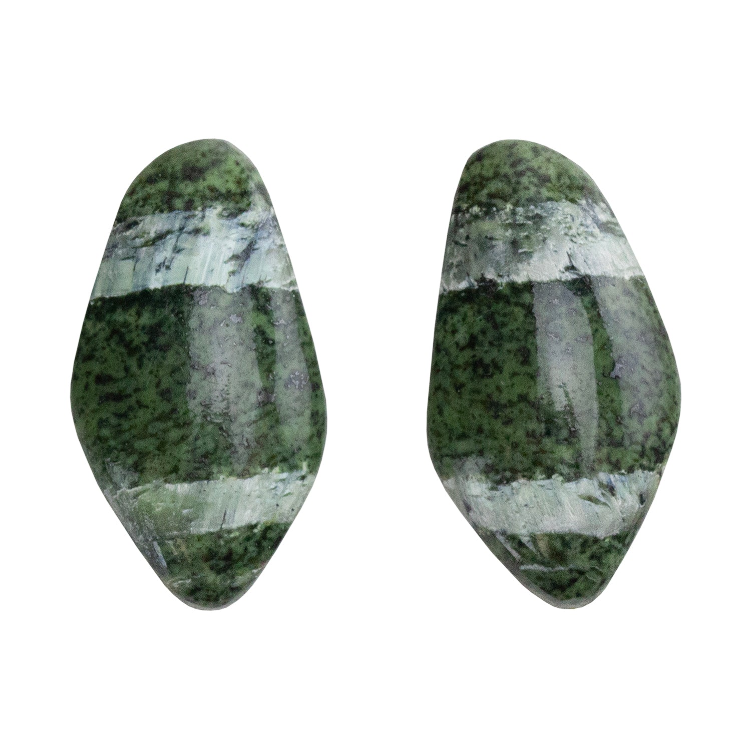 Chrysotile Serpentine - Freeform Cabochon Matched Pair 26mm x 14mm