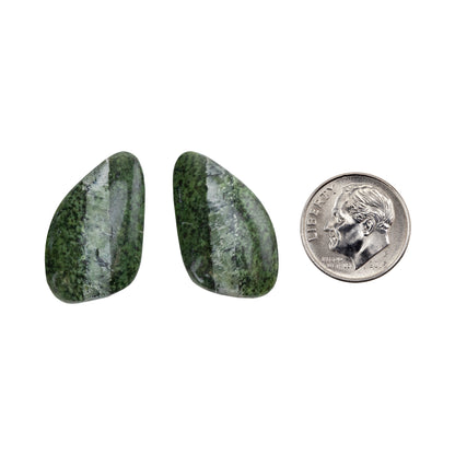 Chrysotile in Serpentine - Freeform Cabochon Matched Pair 26mm x 15mm with dime