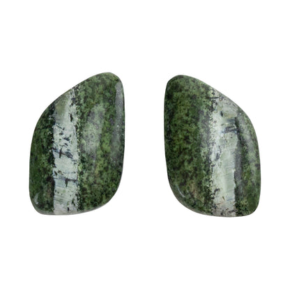 Chrysotile Serpentine - Freeform Cabochon Matched Pair 24mm x 16mm