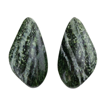 Chrysotile Serpentine - Freeform Cabochon Matched Pair 27mm x 14mm