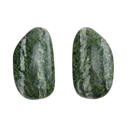 Chrysotile Serpentine - Freeform Cabochon Matched Pair 24mm x 13mm
