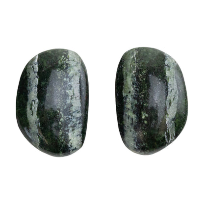 Chrysotile Serpentine - Freeform Cabochon Matched Pair 22mm x 15mm
