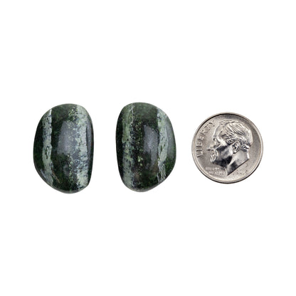 Chrysotile Serpentine - Freeform Cabochon Matched Pair 22mm x 15mm with dime