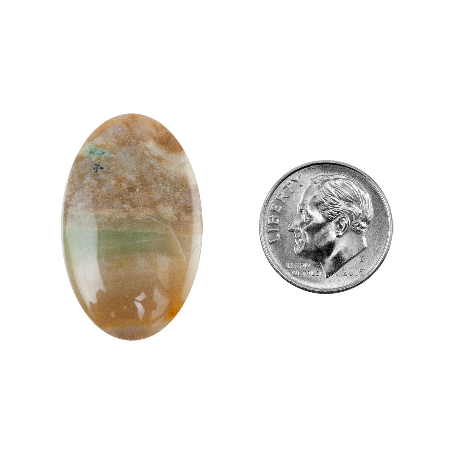 Silica Opalwood - Oval Cabochon 30mm x 18mm - Pkg/1 with dime