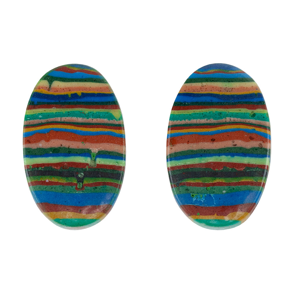 Rainbow Calsilica - Oval Cabochon 20mm x 13mm - Matched Pair