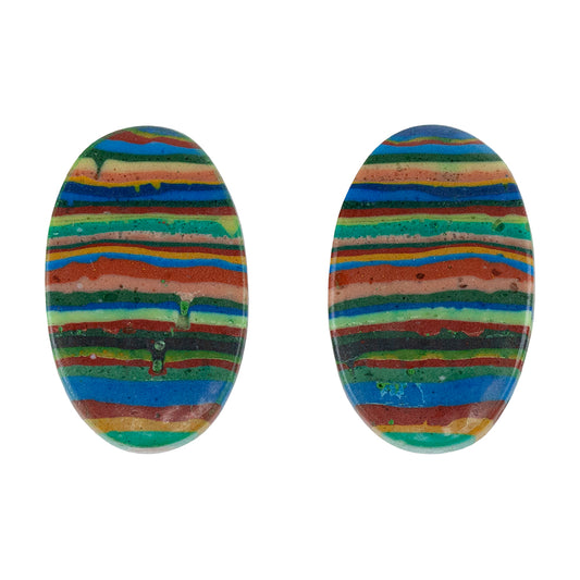 Rainbow Calsilica - Oval Cabochon 20mm x 13mm - Matched Pair