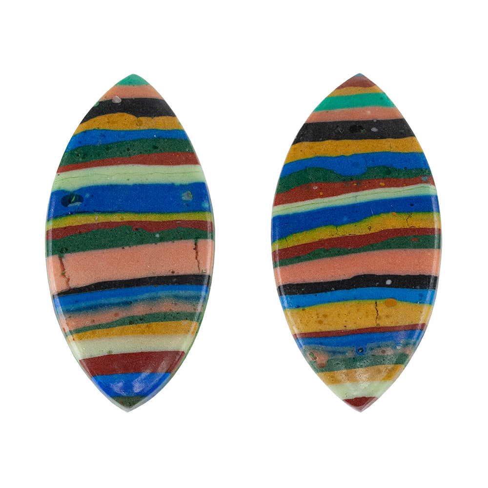 Rainbow Calsilica - Marquise Cabochon 24mm x 12mm - Matched Pair