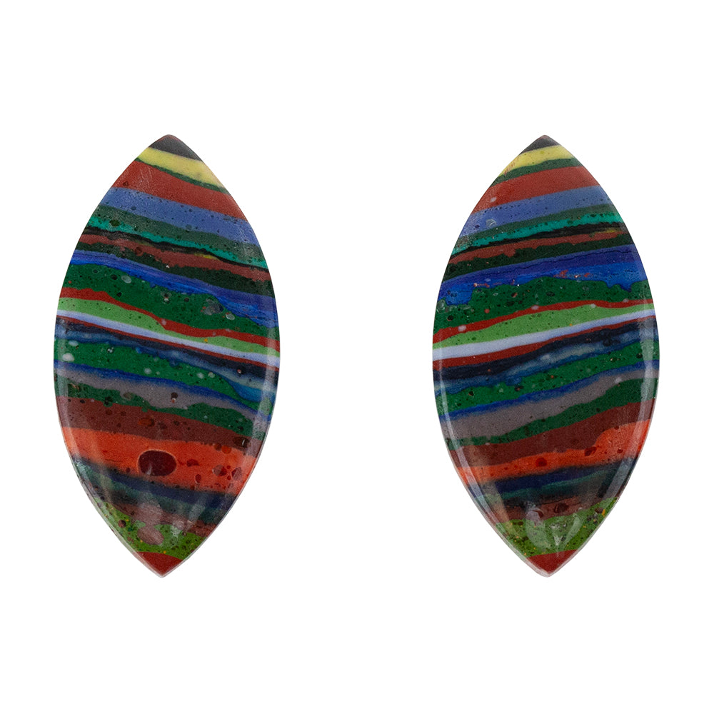 Rainbow Calsilica - Marquise Cabochon 24mm x 13mm - Matched Pair