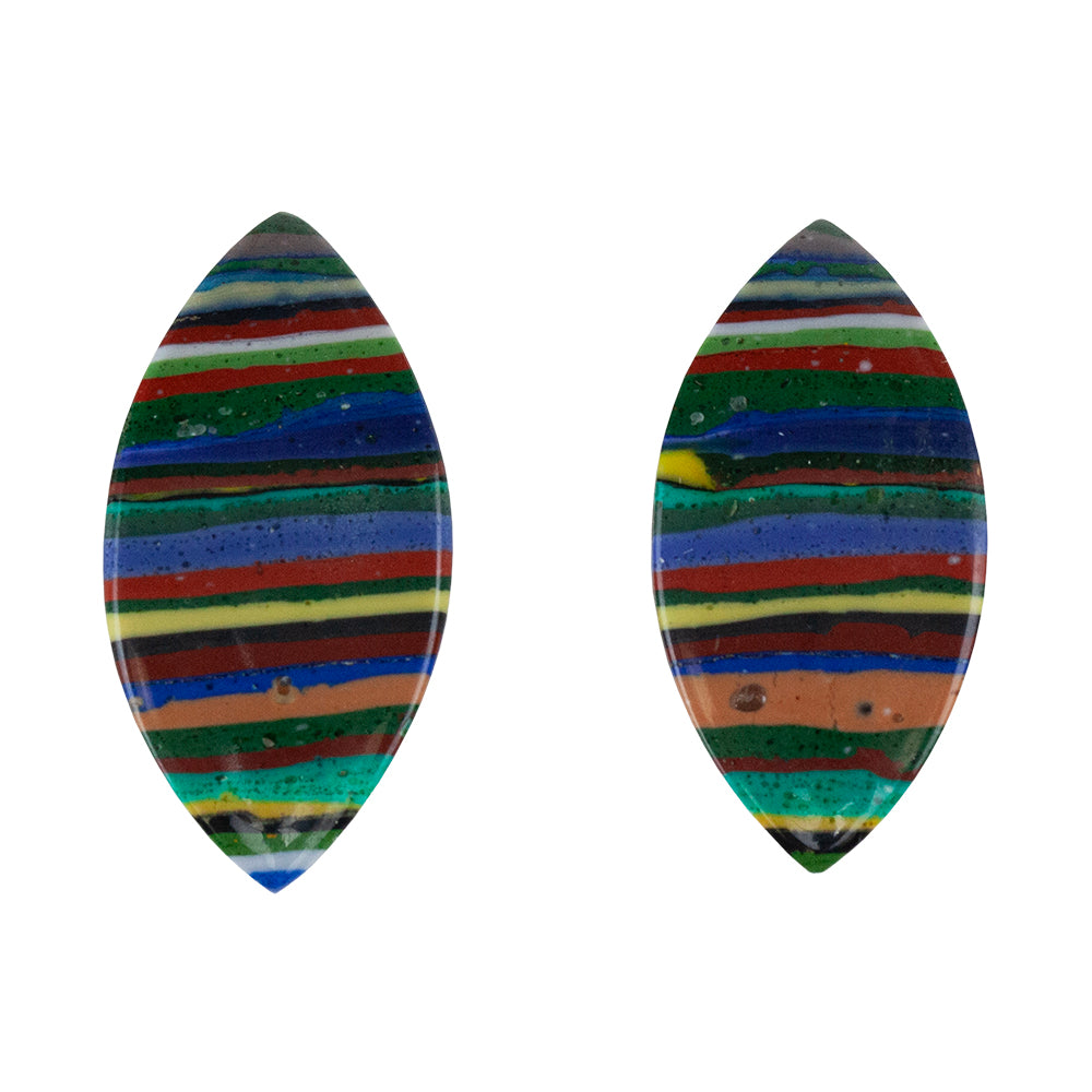 Rainbow Calsilica - Marquise Cabochon 27mm x 14mm - Matched Pair