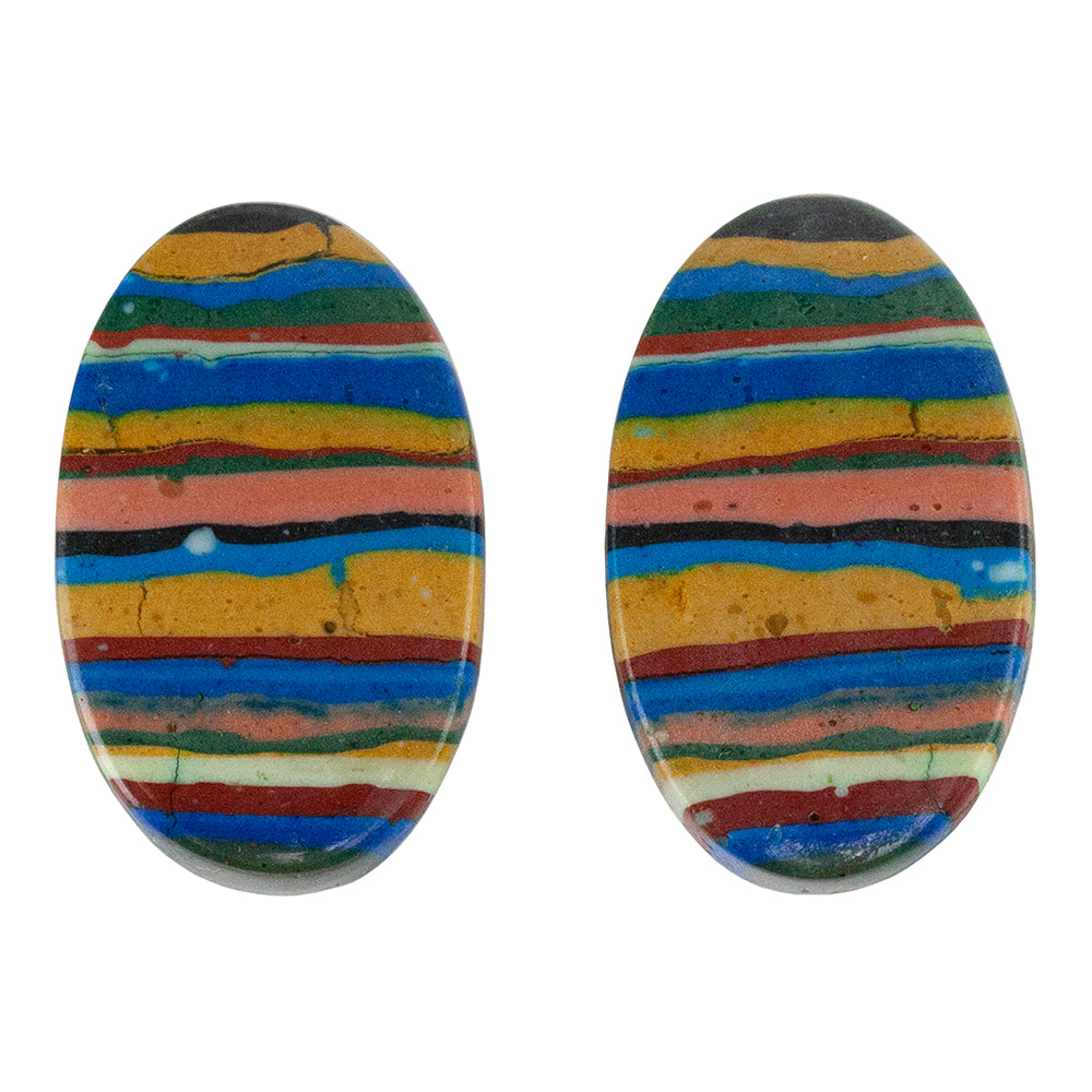 Rainbow Calsilica - Oval Cabochon 22mm x 14mm Matched Pair