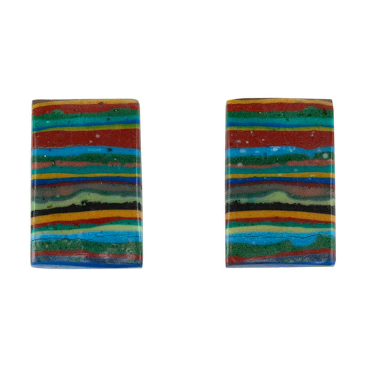 Rainbow Calsilica - Rectangle Cabochon 13mm x 9mm - Matched Pair