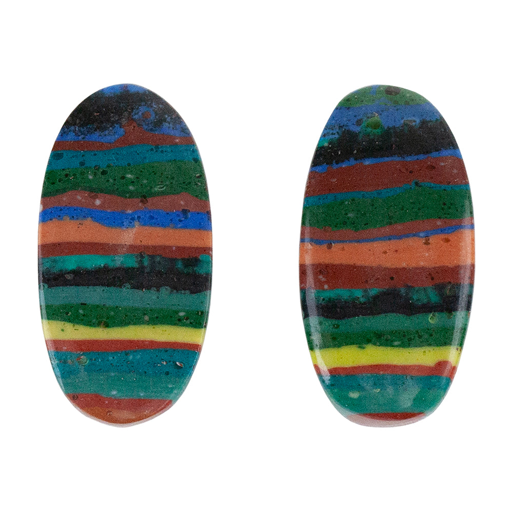 Rainbow Calsilica - Oval Cabochon 20mm x 10mm - Matched Pair