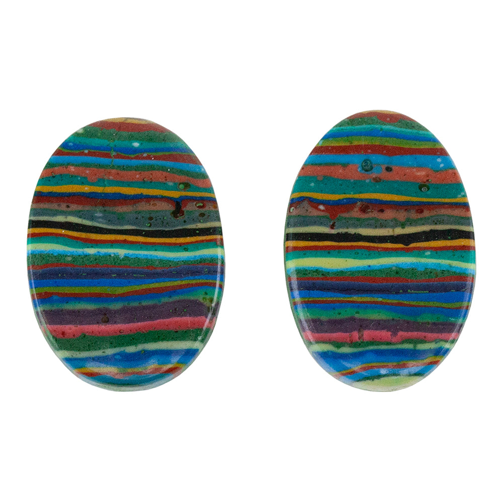 Rainbow Calsilica - Oval Cabochon 20mm x 14mm - Matched Pair