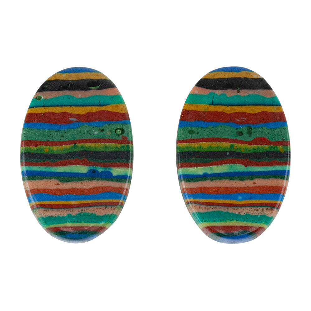 Rainbow Calsilica - Oval Cabochon 21mm x 14mm - Matched Pair