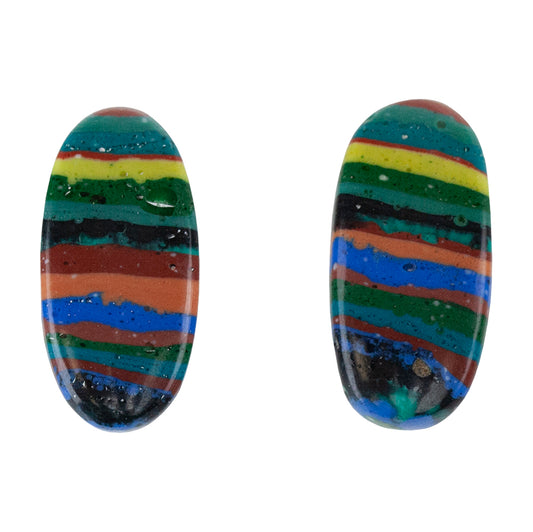 Rainbow Calsilica - Oval Cabochon 20mm x 14mm - Matched Pair