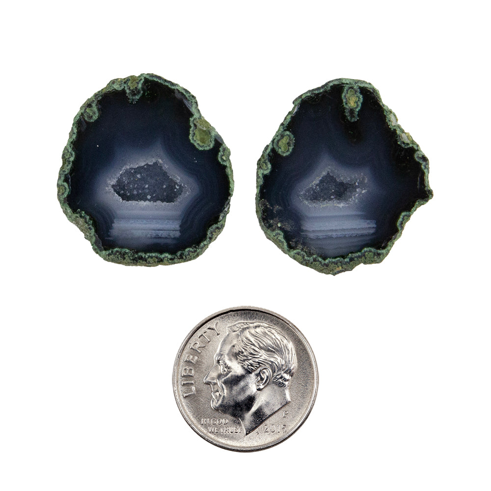 Geode Druzy Half - Freeform 23mm x 21mm - Matched Pair with dime