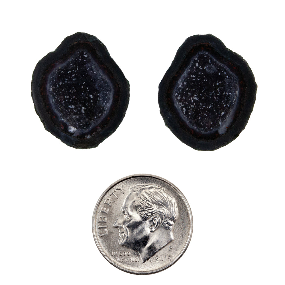 Geode Druzy Half - Freeform 20mm x 17mm - Matched Pair with dime