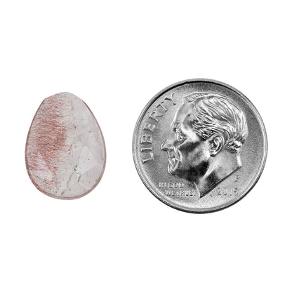 Lepidocrocite Quartz - Faceted Freeform Cabochon 14mm x 10mm - Pkg/1 with dime