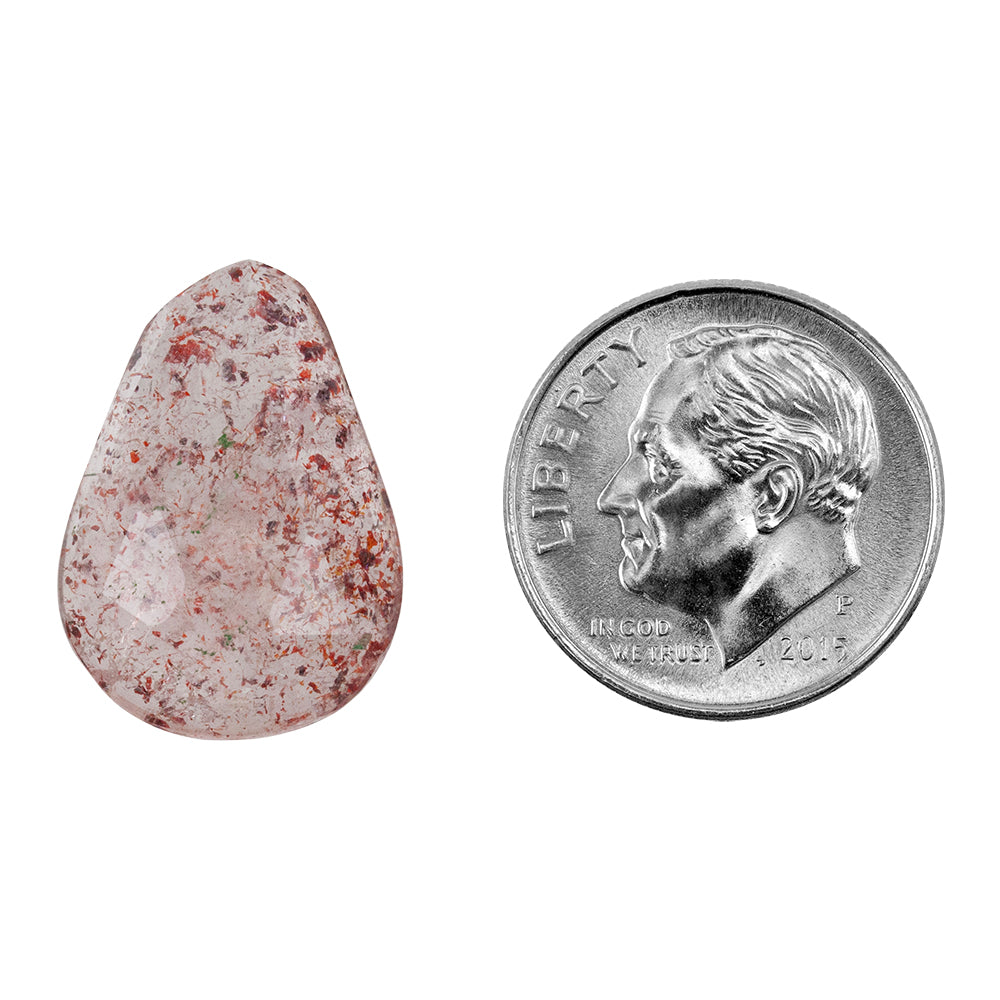 Lepidocrocite Quartz - Faceted Pear Cabochon 19mm x 14mm - Pkg/1 with dime