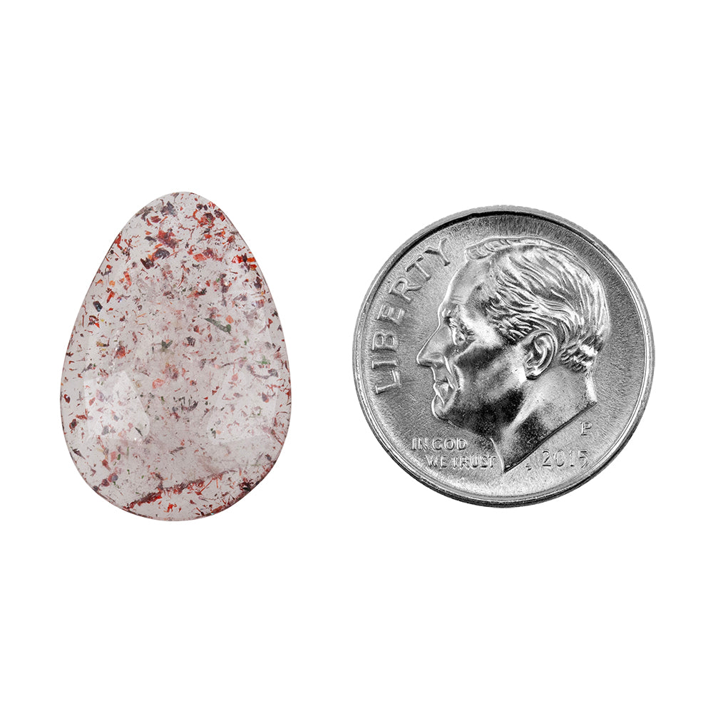 Lepidocrocite Quartz - Faceted Pear Cabochon 20mm x 14mm - Pkg/1 with dime