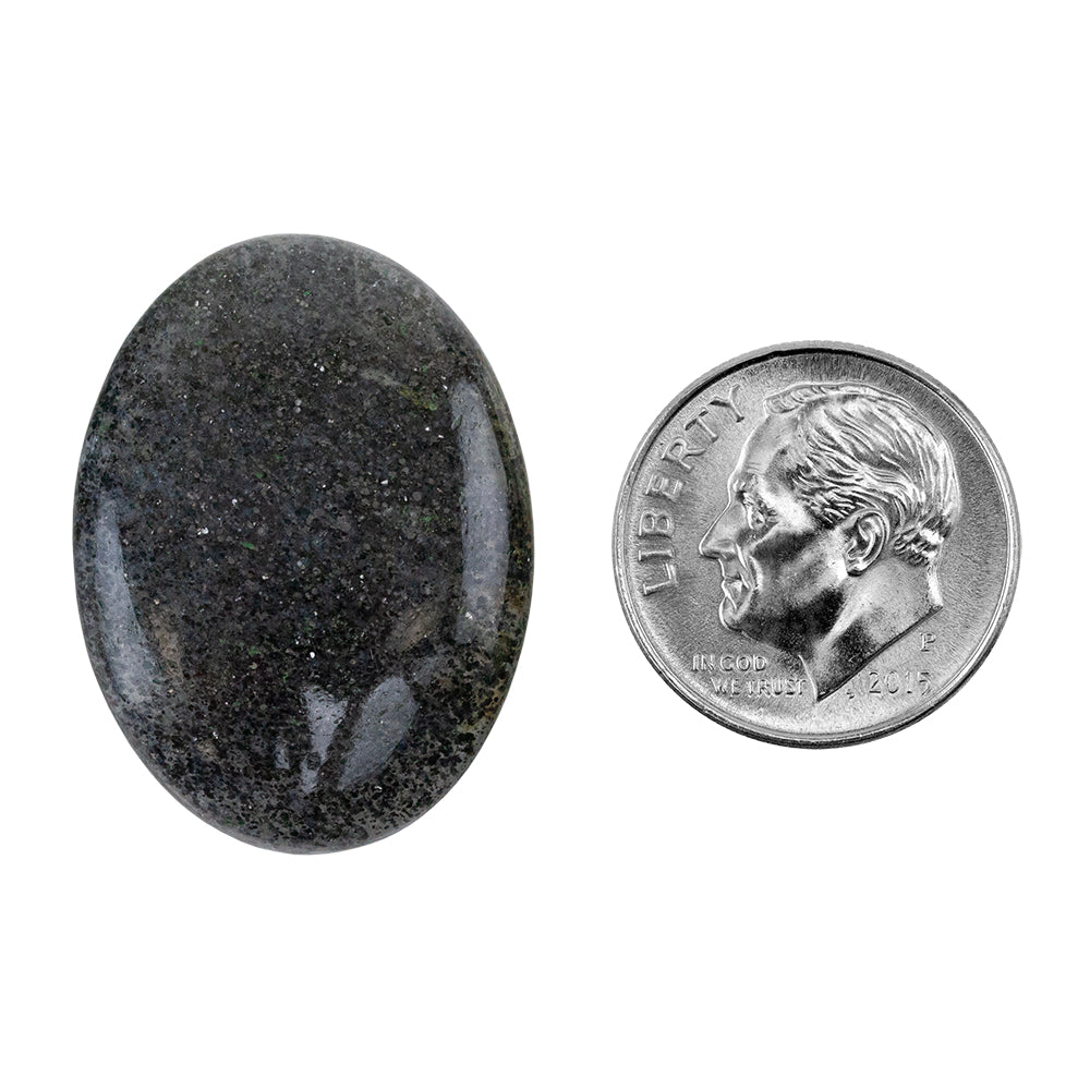 Midnight Quartzite Gemstone - Oval Cabochon 20mm x 27mm - Pkg/1 with dime