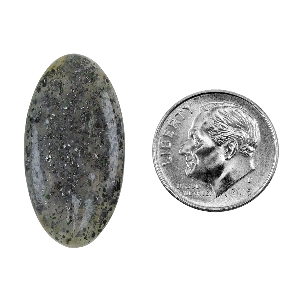 Midnight Quartzite Gemstone - Oval Cabochon 14mm x 28mm - Pkg/1 with dime