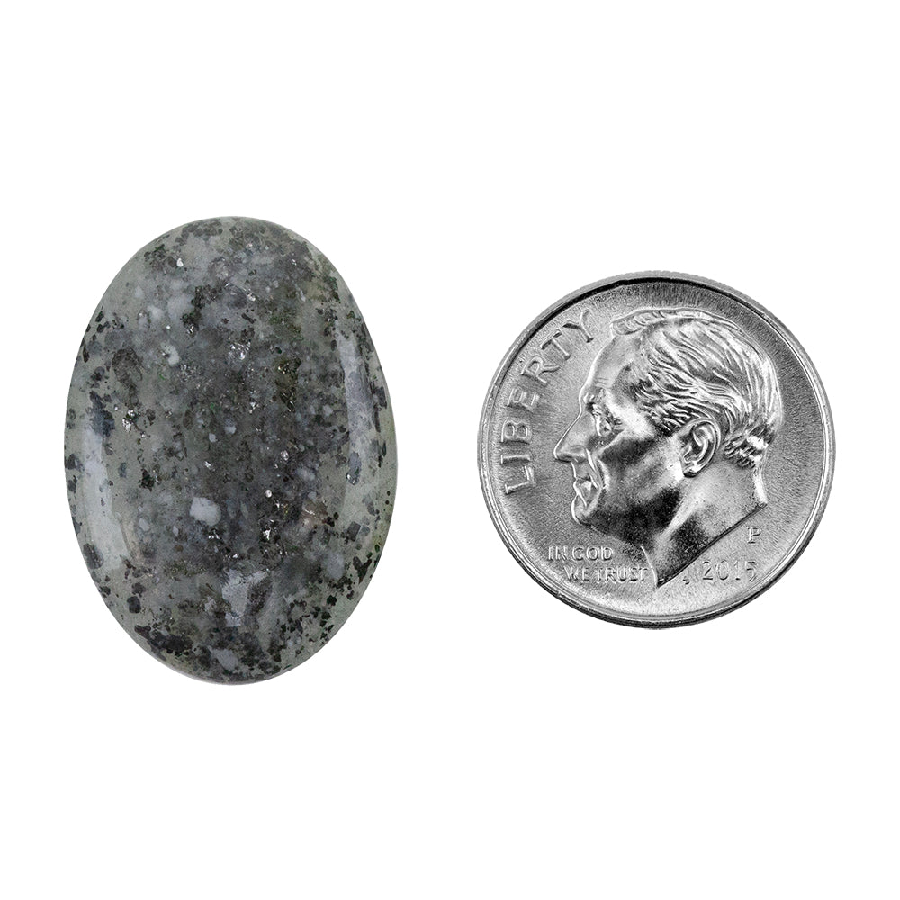 Midnight Quartzite Gemstone - Oval Cabochon 16mm x 23mm - Pkg/1 with dime