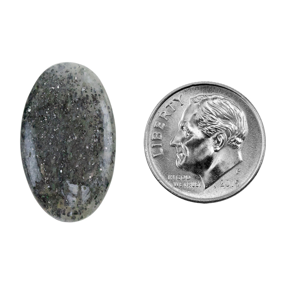 Midnight Quartzite Gemstone - Oval Cabochon 14mm x 24mm - Pkg/1 with dime