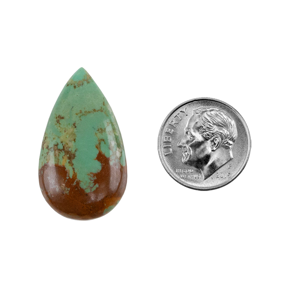 Turquoise Gemstone - Pear Cabochon 17mm x 30mm - Pkg/1 with dime