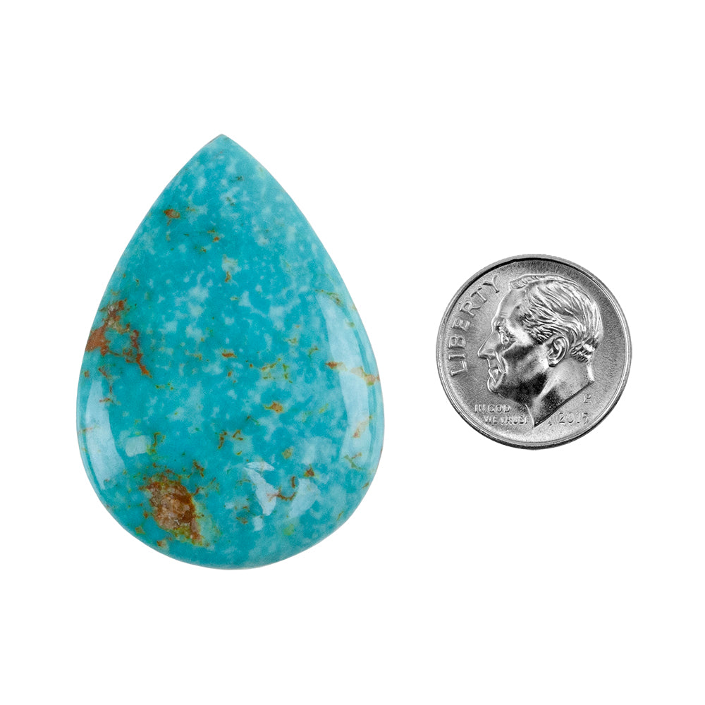 Turquoise Gemstone - Pear Cabochon 28mm x 40mm - Pkg/1 with dime