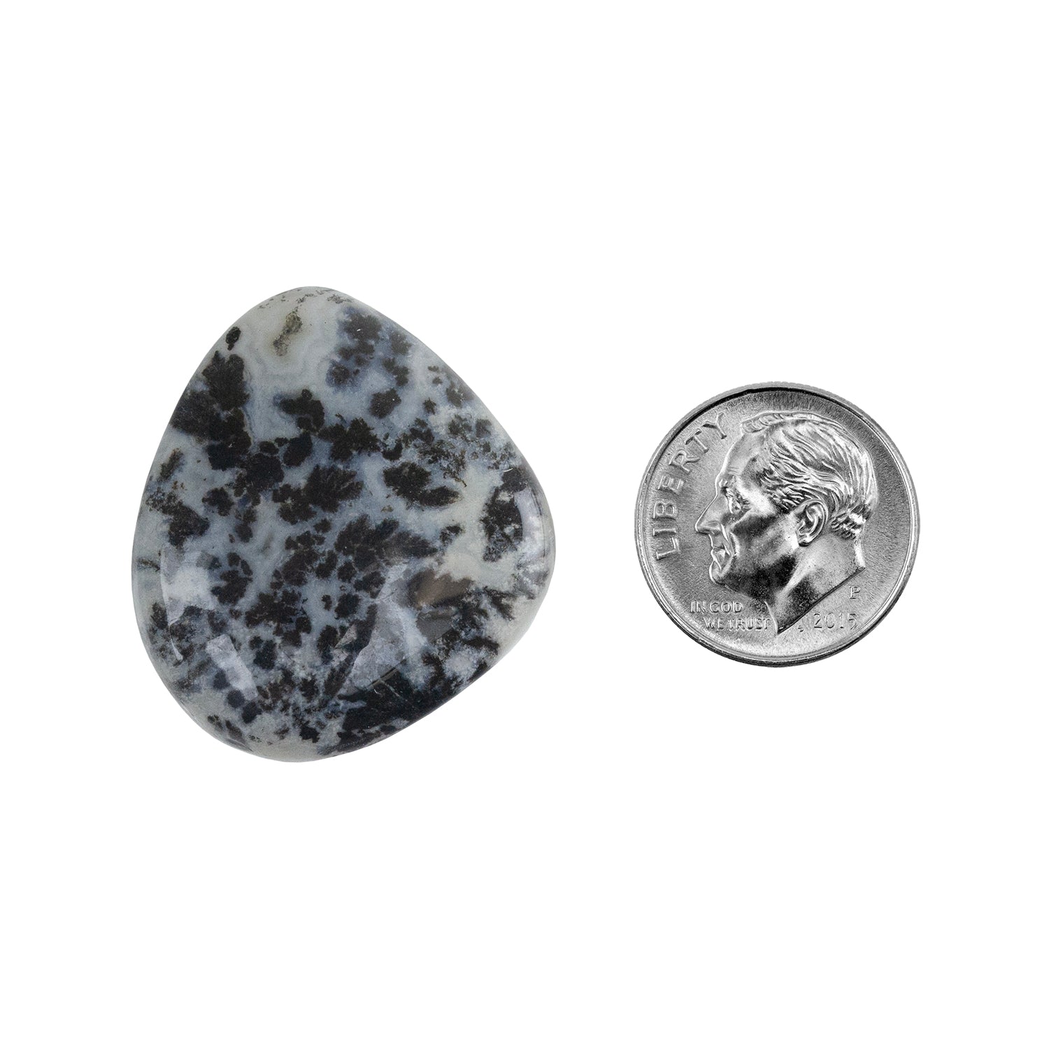 Dendritic Agate Gemstone - Freeform Cabochon 29mm x 26mm - Pkg/1 with dime