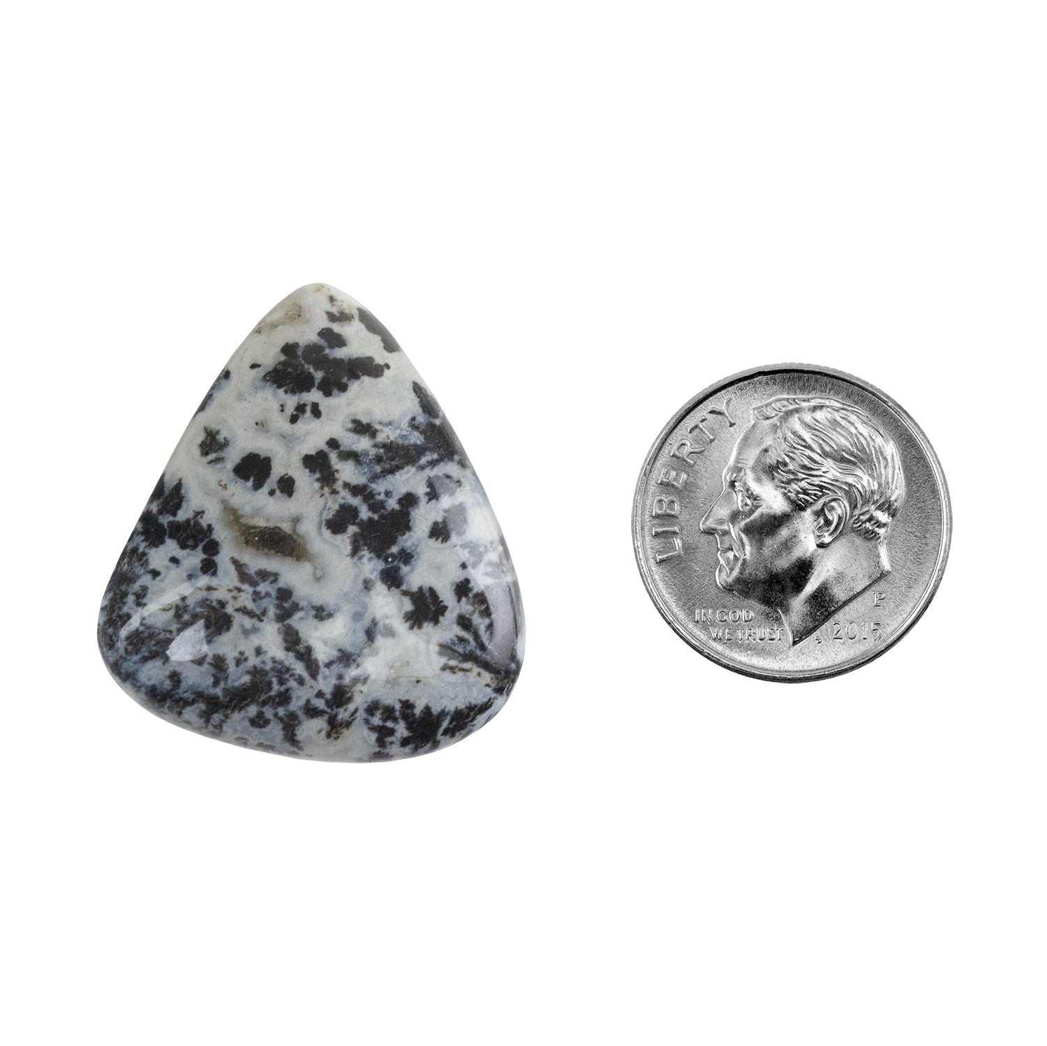 Dendritic Agate Gemstone - Freeform Cabochon 27mm x 24mm - Pkg/1 with dime