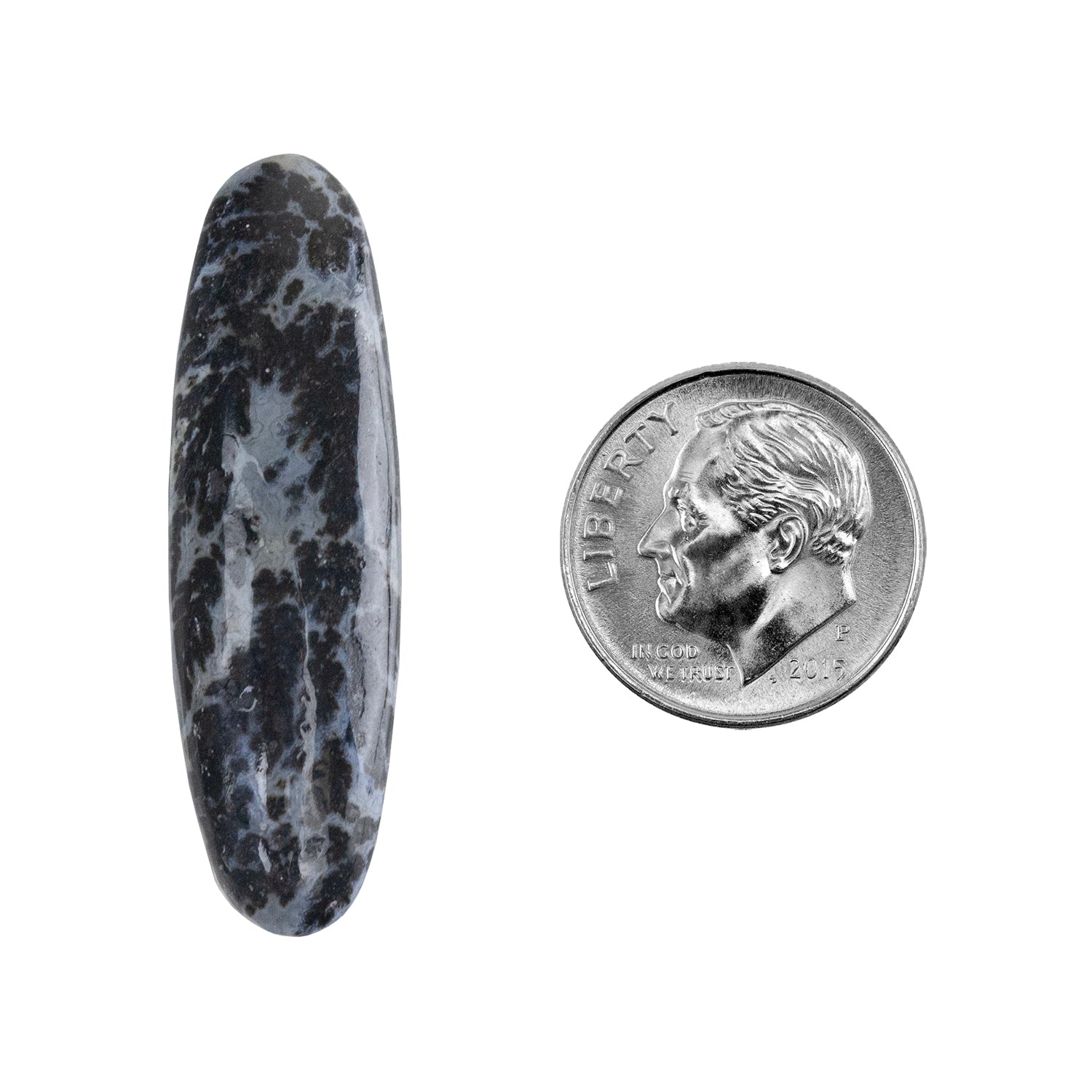 Dendritic Agate Gemstone - Freeform Cabochon 40mm x 11mm - Pkg/1 with dime