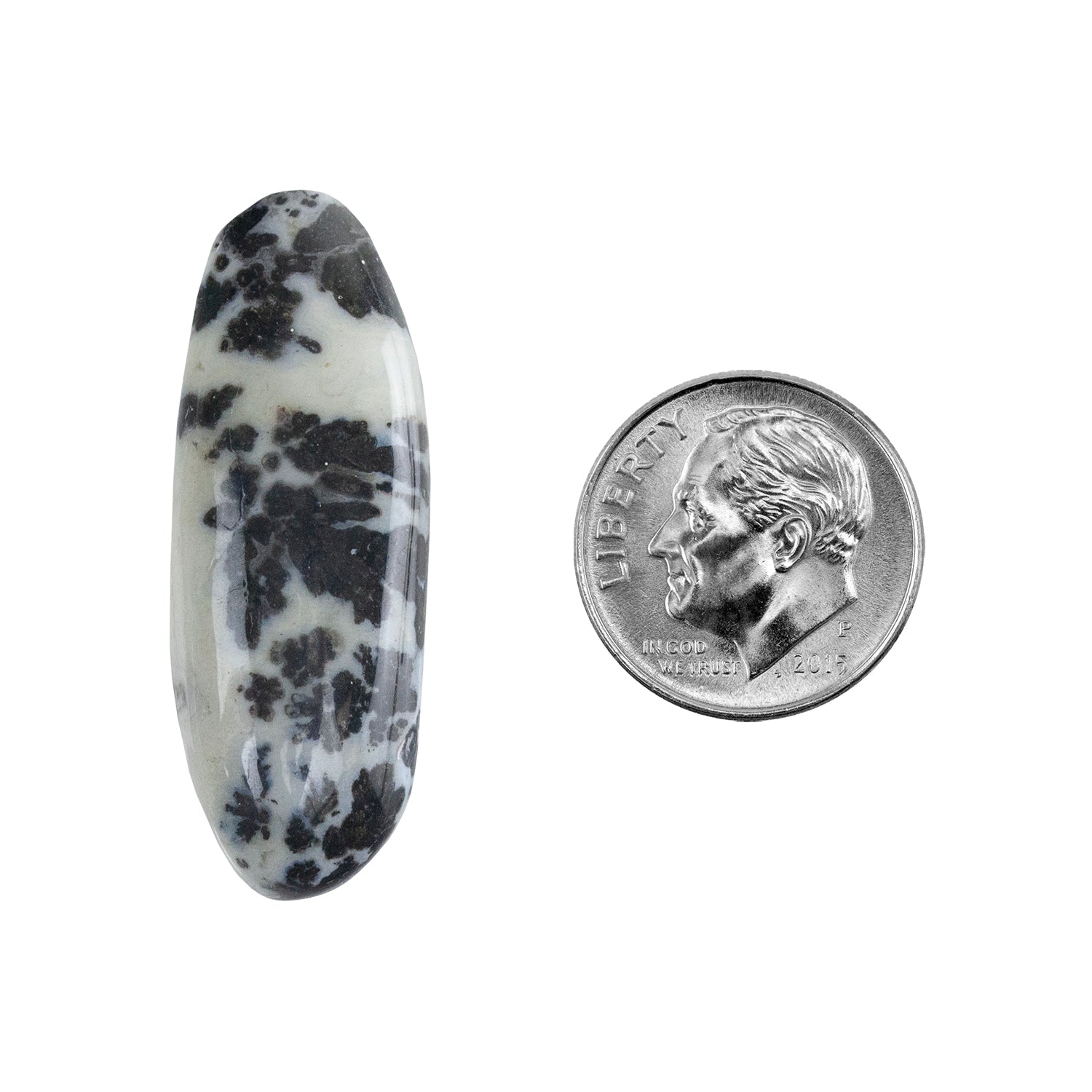 Dendritic Agate Gemstone - Freeform Cabochon 36mm x 13mm - Pkg/1 with dime