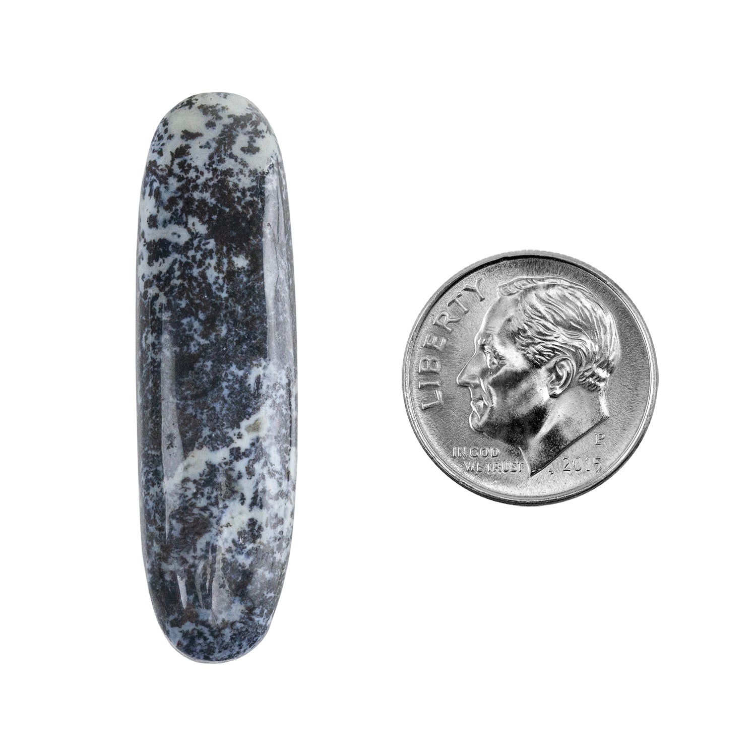 Dendritic Agate Gemstone - Freeform Cabochon 39mm x 11mm - Pkg/1 with dime