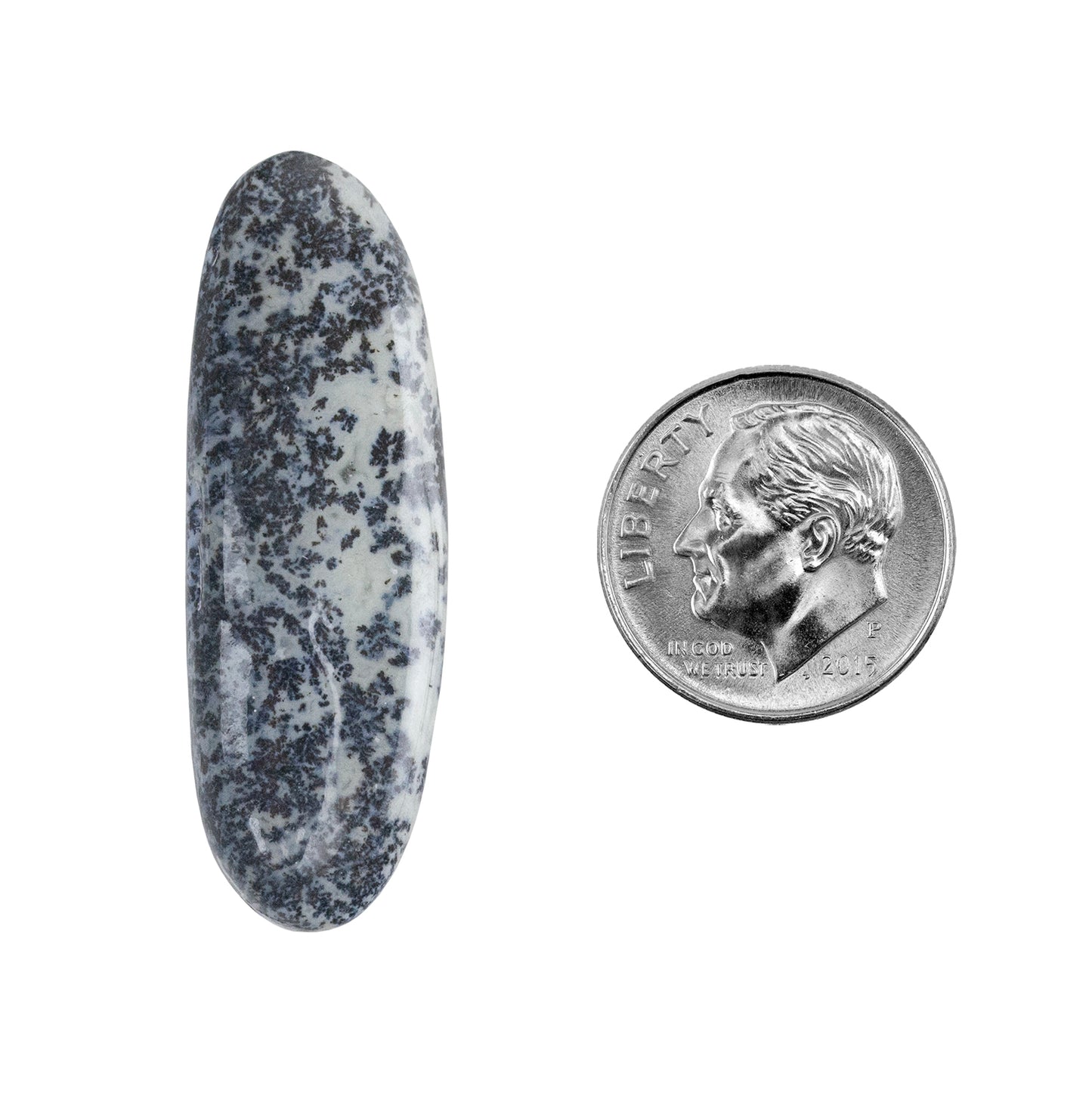 Dendritic Agate Gemstone - Freeform Cabochon 40mm x 13mm - Pkg/1 with dime