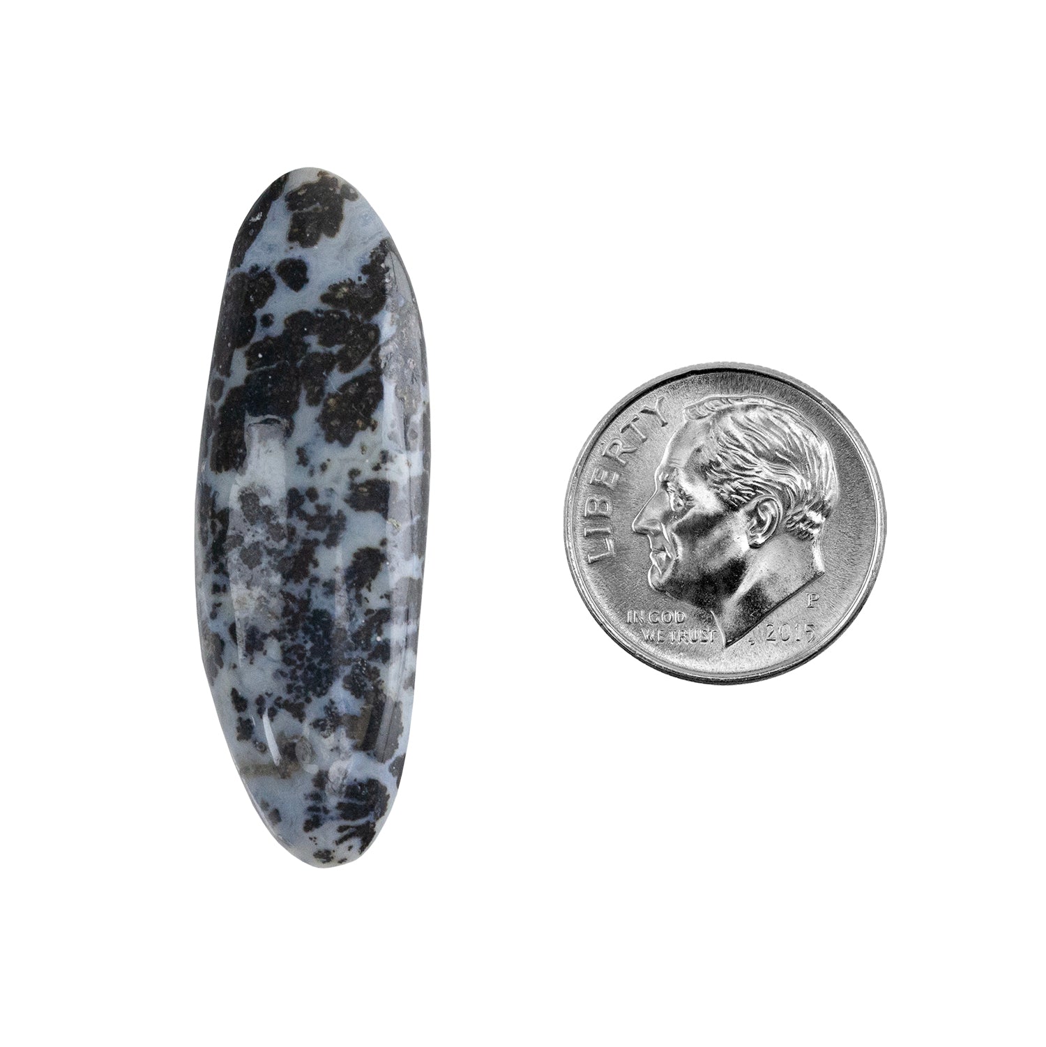 Dendritic Agate Gemstone - Freeform Cabochon 39mm x 12mm - Pkg/1 with dime
