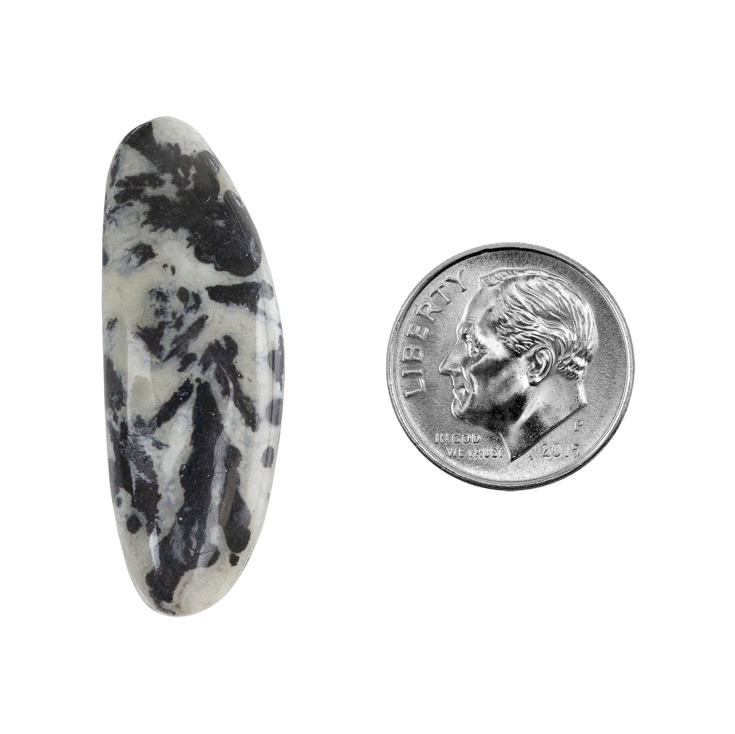 Dendritic Agate Gemstone - Freeform Cabochon 36mm x 13mm - Pkg/1 with dime