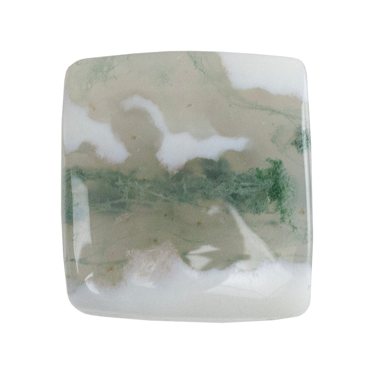 Moss Agate Gemstone - Freeform Cabochon 18mm x 17mm - Pkg/1