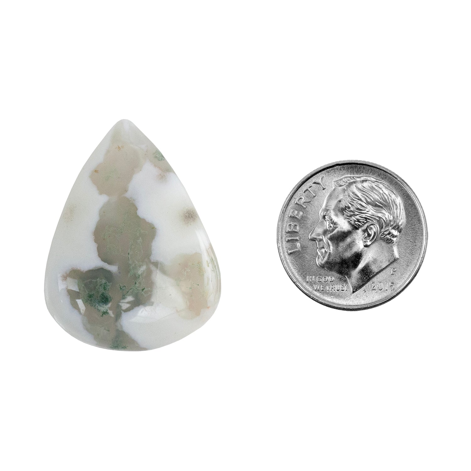 Moss Agate Gemstone - Freeform Cabochon 26mm x 20mm - Pkg/1 with dime