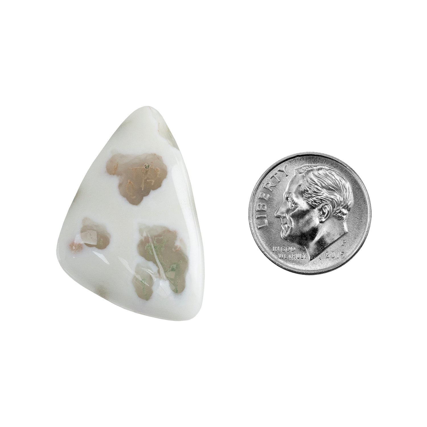 Moss Agate Gemstone - Freeform Cabochon 30mm x 20mm - Pkg/1 with dime