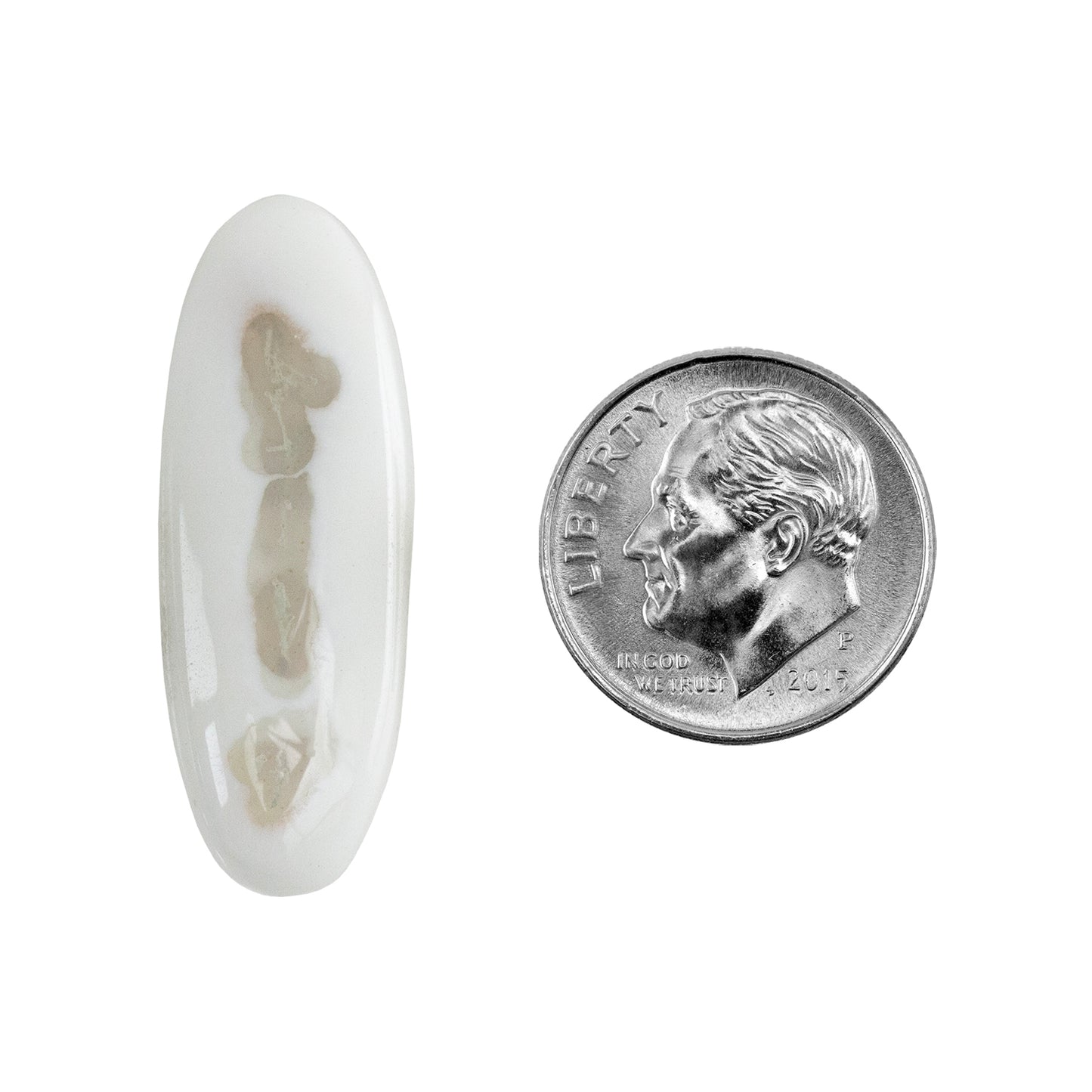 Moss Agate Gemstone - Oval Cabochon 32mm x 11mm - Pkg/1 with dime