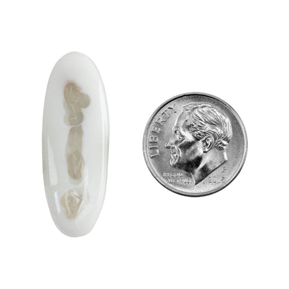 Moss Agate Gemstone - Oval Cabochon 32mm x 11mm - Pkg/1 with dime