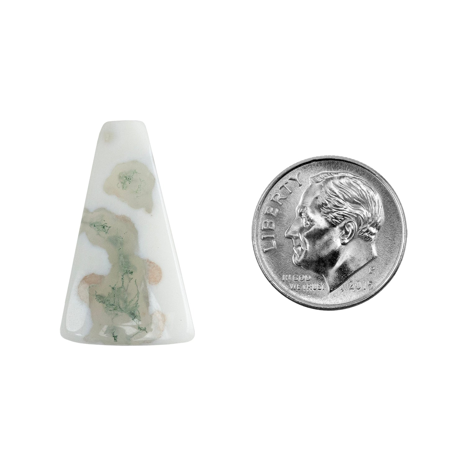 Moss Agate Gemstone - Freeform Cabochon 25mm x 15mm - Pkg/1 with dime