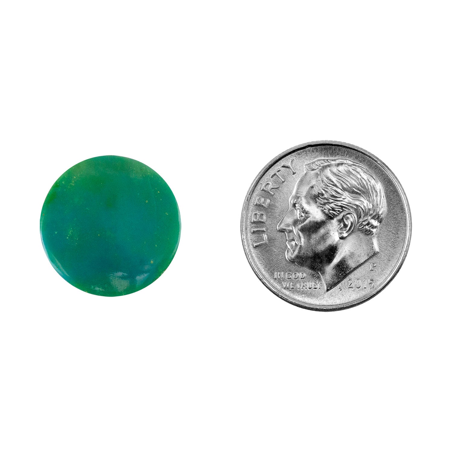 Peruvian Blue Opal Gemstone - Round Cabochon 14mm Pkg/1 with dime