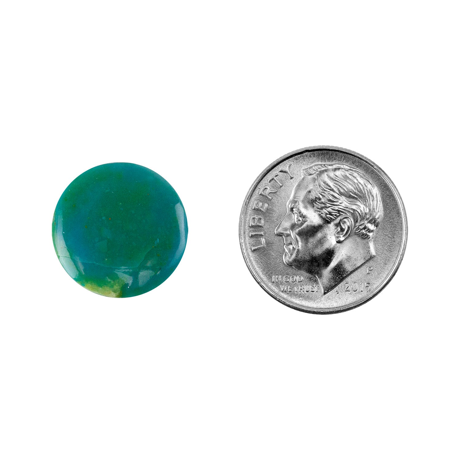 Peruvian Blue Opal Gemstone - Round Cabochon 14mm Pkg/1 with dime