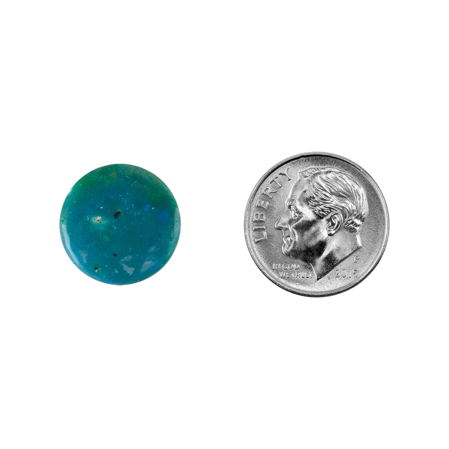 Peruvian Blue Opal Gemstone - Round Cabochon 14mm Pkg/1 with dime