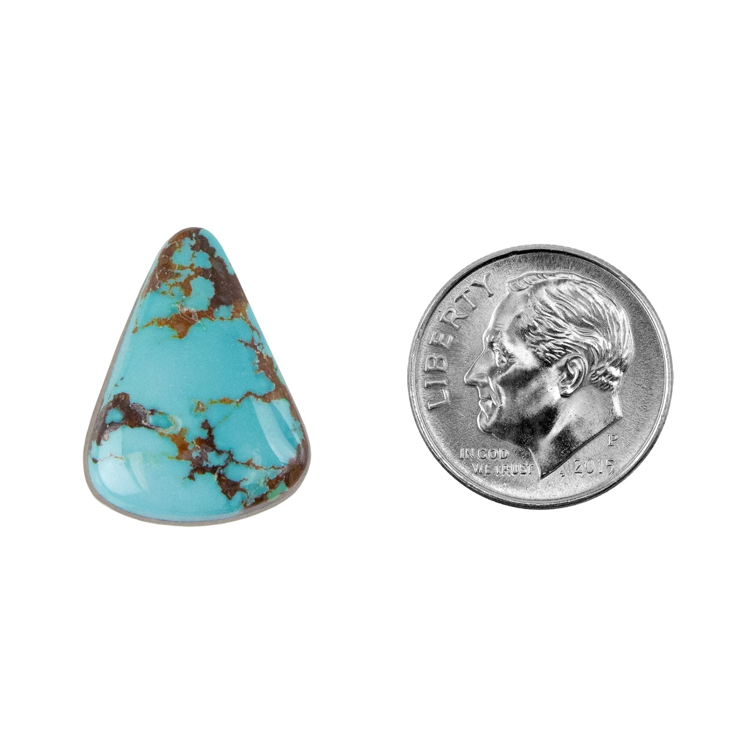 Royston Turquoise Gemstone - Freeform Cabochon 19mm x 15mm - Pkg/1 with dime